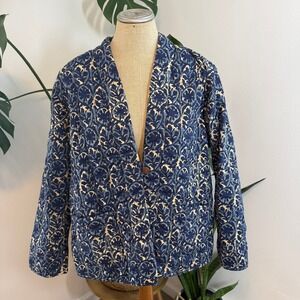 Quilted Blue Printed Women's Jacket